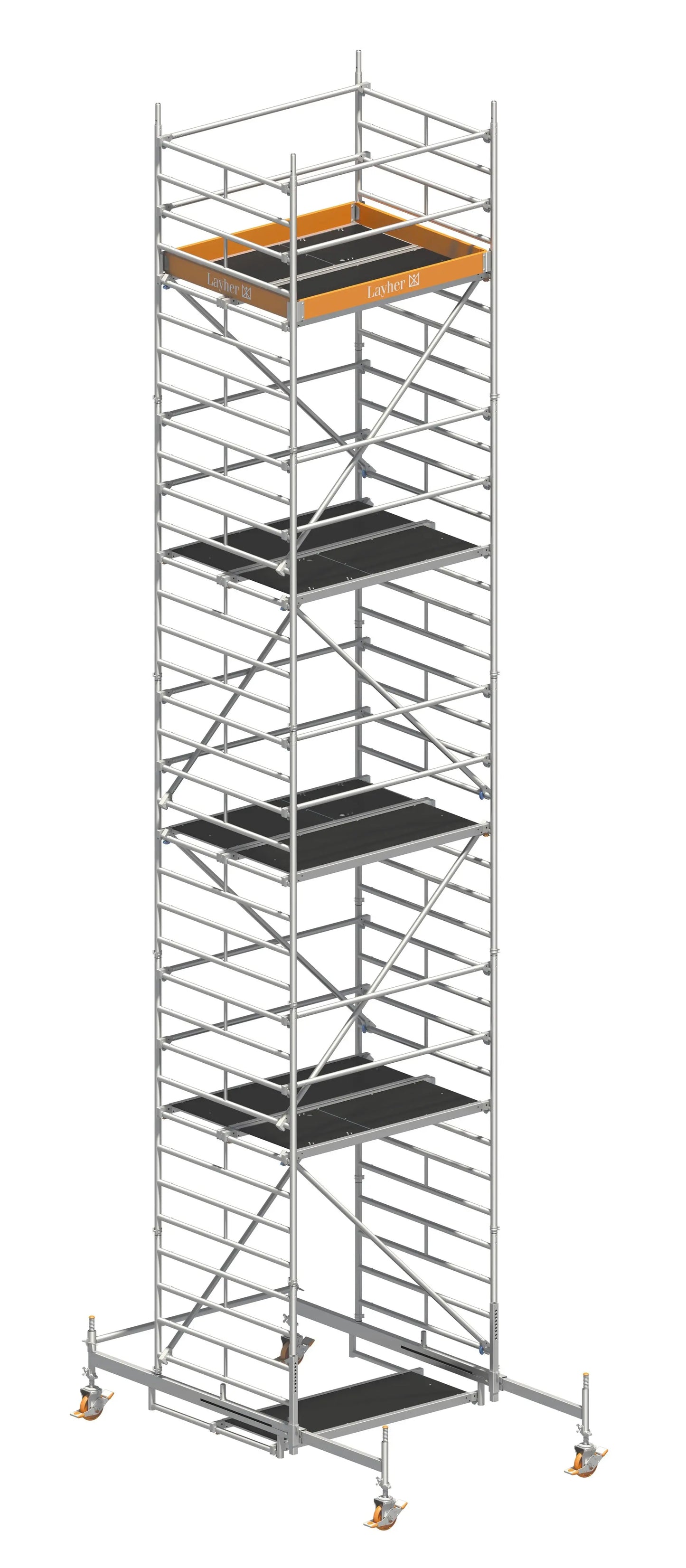 UNI KOMPAKT P2 10,38 m, UNI KOMPAKT Gerüst, Fahrgerüst 10,38 m, Aluminiumgerüst, UNI P2 Fahrbalken, Arbeitshöhe 10,38 m, mobiles Baugerüst, Profi-Gerüst