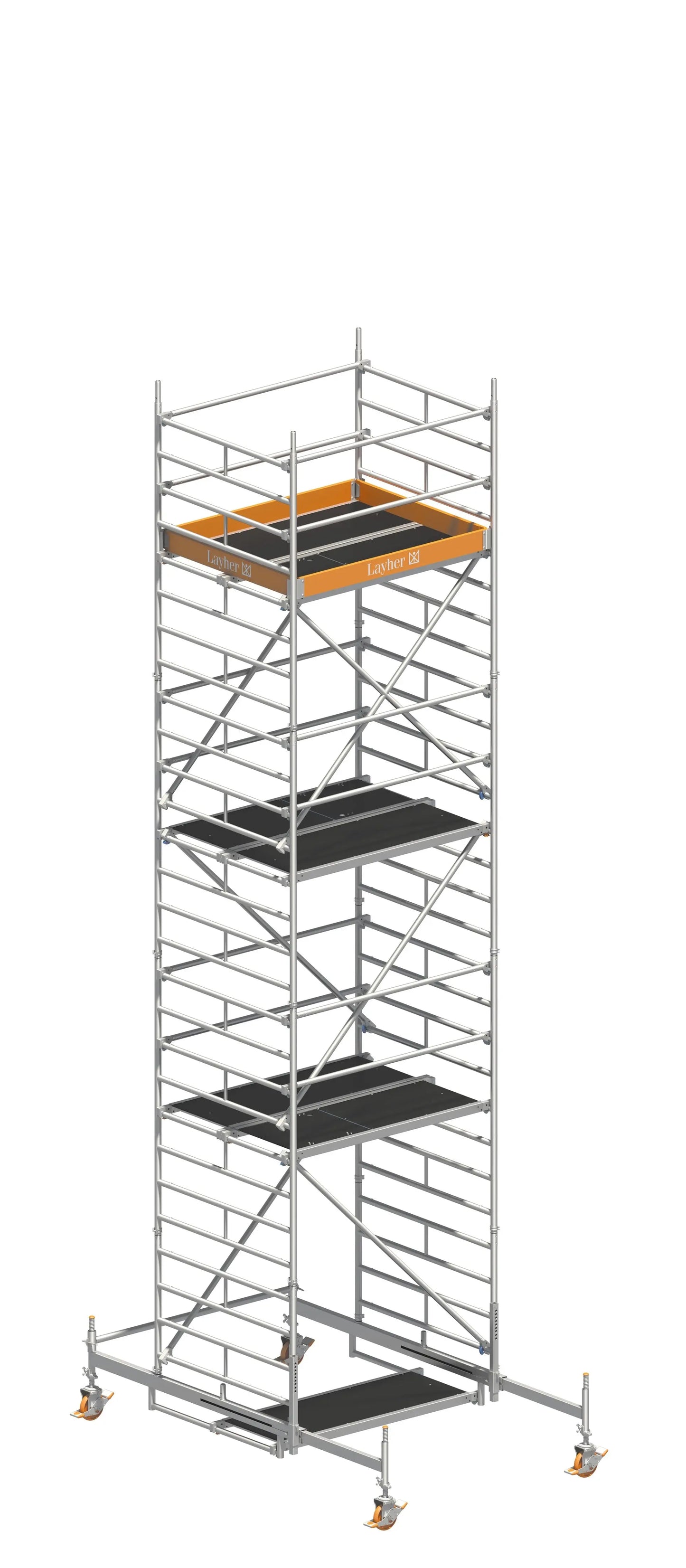 UNI KOMPAKT P2 8,38 m, UNI KOMPAKT Gerüst, Fahrgerüst 8,38 m, Aluminiumgerüst, UNI P2 Fahrbalken, Arbeitshöhe 8,38 m, mobiles Baugerüst, Profi-Gerüst