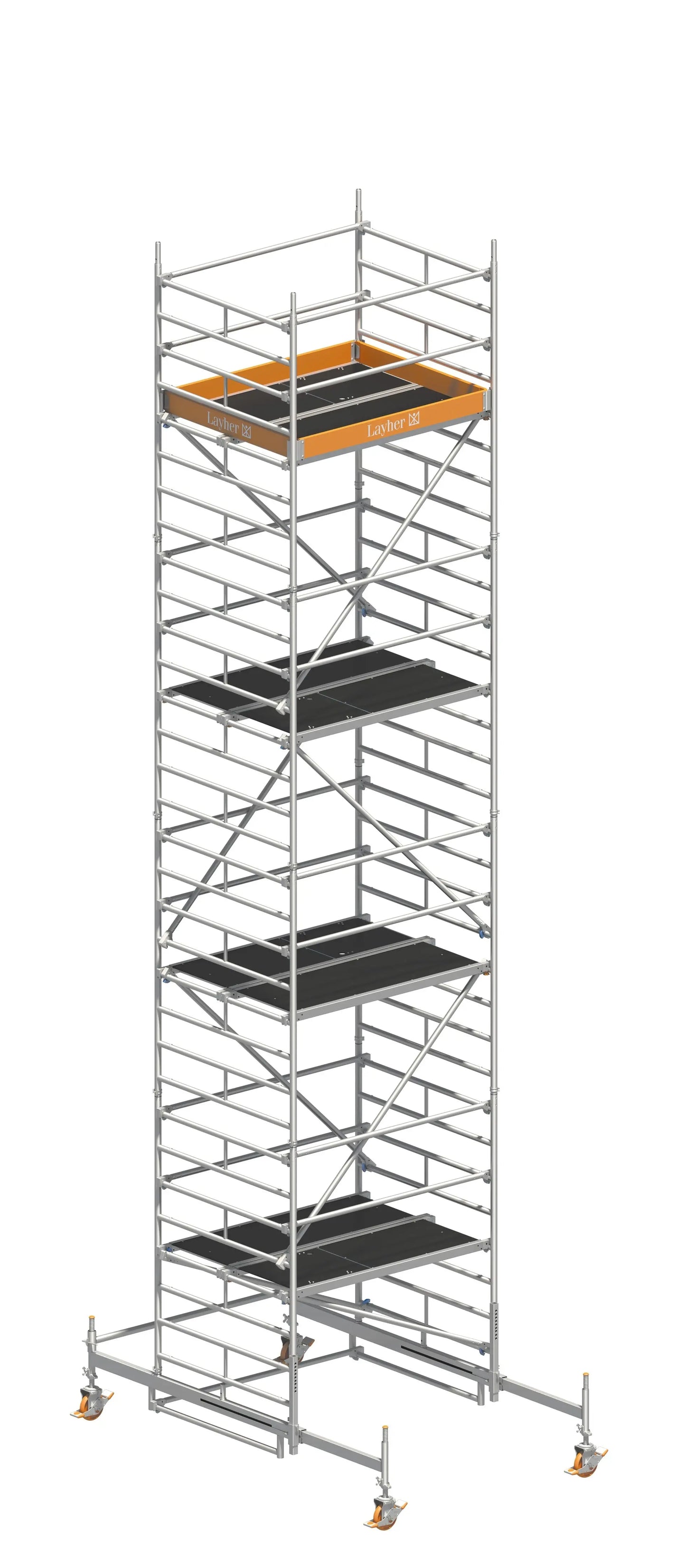 UNI KOMPAKT P2 9,38 m, UNI KOMPAKT Gerüst, Fahrgerüst 9,38 m, Aluminiumgerüst, UNI P2 Fahrbalken, Arbeitshöhe 9,38 m, mobiles Baugerüst, Profi-Gerüst