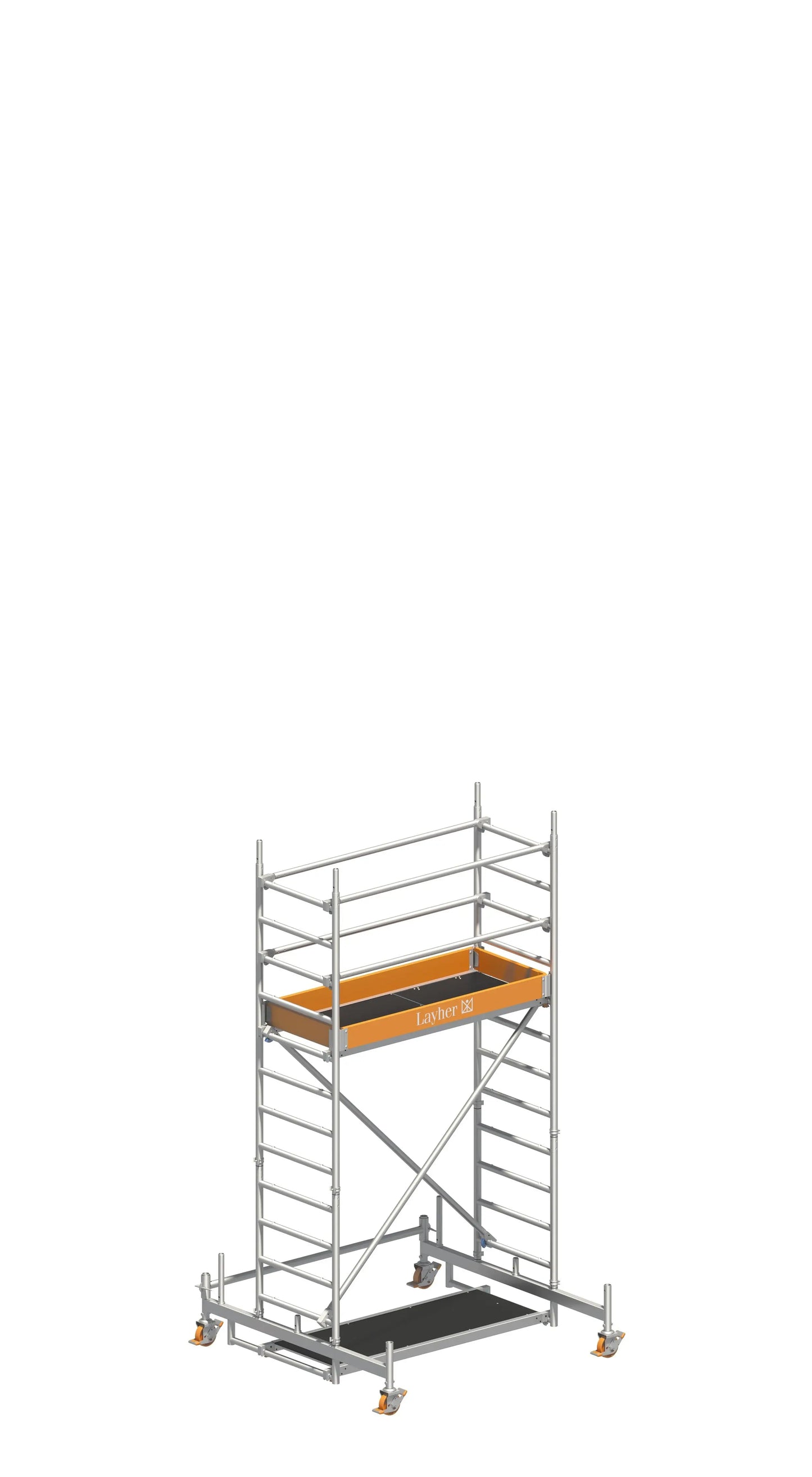 UNI Standard P2 7,35 m, UNI P2 Gerüst, Baugerüst 7,35 m, Arbeitshöhe 7,35 m, Aluminiumgerüst, Gerüst mit Fahrbalken, Profi-Arbeitsgerüst, Handwerkergerüst, Fahrgerüst, Montagegerüst