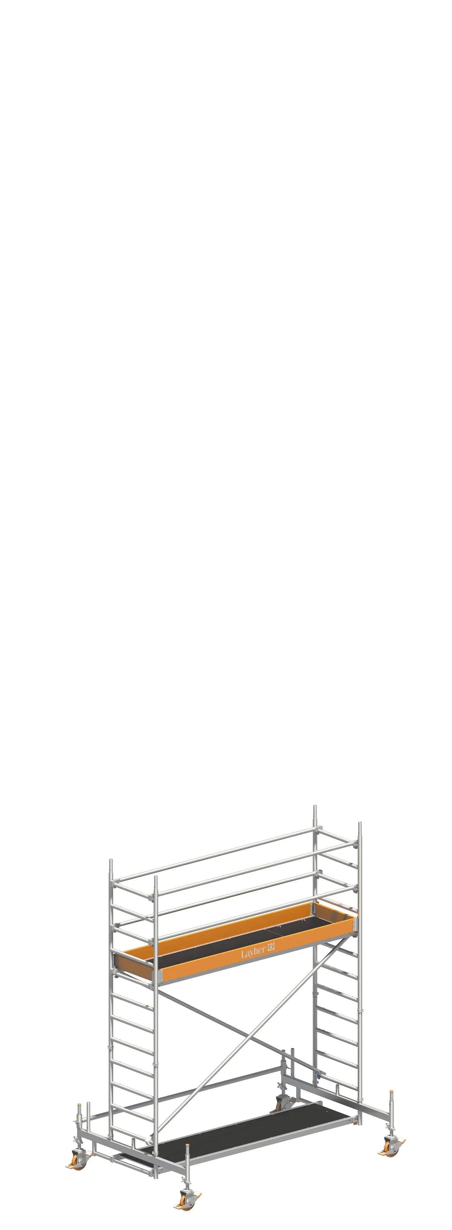 UNI Standard P2 4,35 m, UNI P2 Gerüst, Baugerüst 4,35 m, Arbeitshöhe 4,35 m, Gerüst mit Fahrbalken, Profi Mobilgerüst, Stabiles Aluminiumgerüst, Montagegerüst, Handwerkergerüst, Fahrgerüst