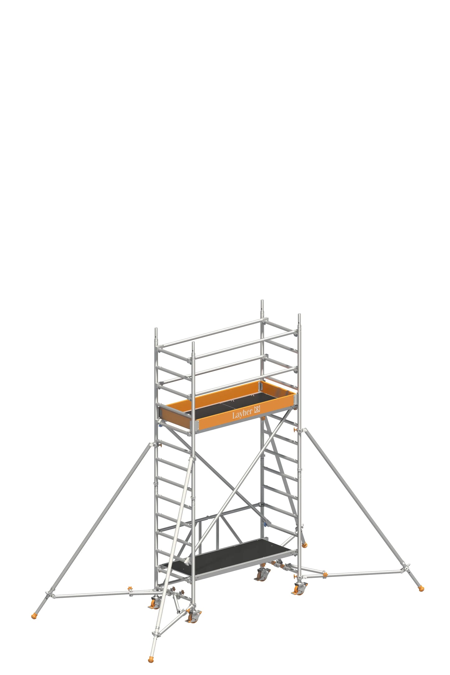 ZIFA P2 - Arbeitshöhe 4,61 m - mit Telegeländer und Gerüststützen
