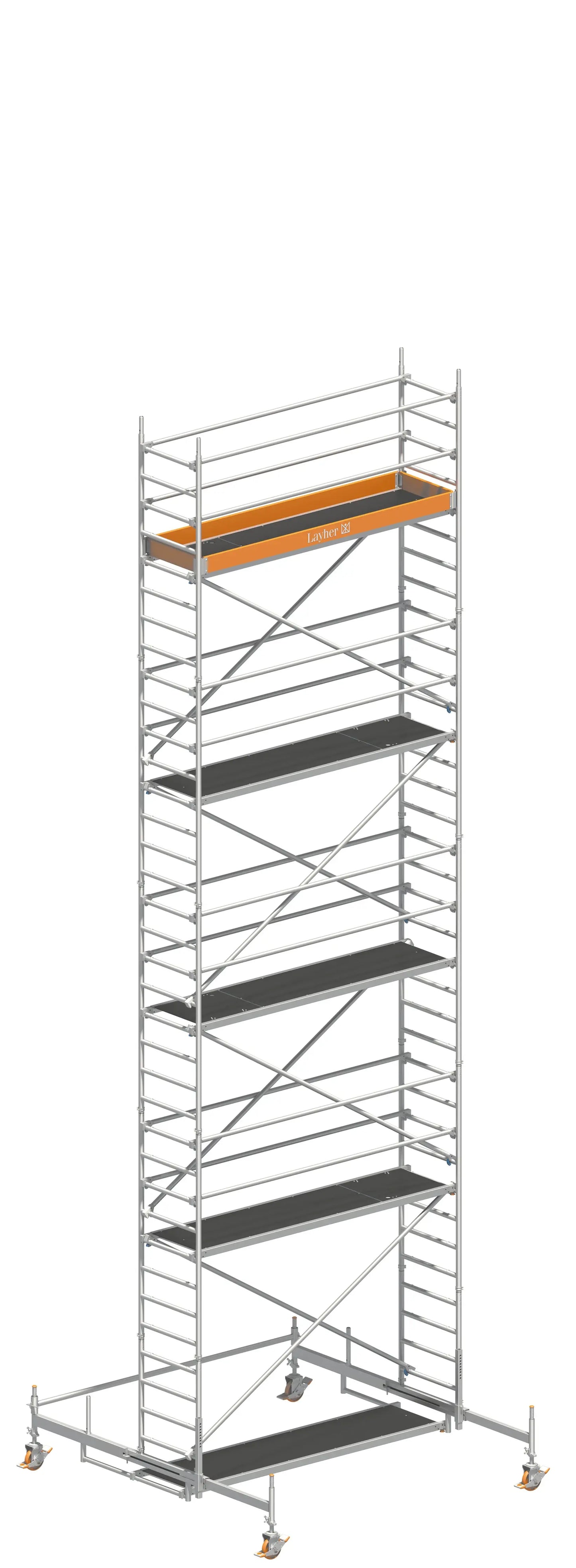 UNI Standard P2 10,38 m, UNI P2 Gerüst, Baugerüst 10,38 m, Arbeitshöhe 10,38 m, Gerüst mit Fahrbalken, Stabiles Baugerüst, Profi Gerüstsystem, Mobilgerüst, Montagegerüst, Handwerkergerüst