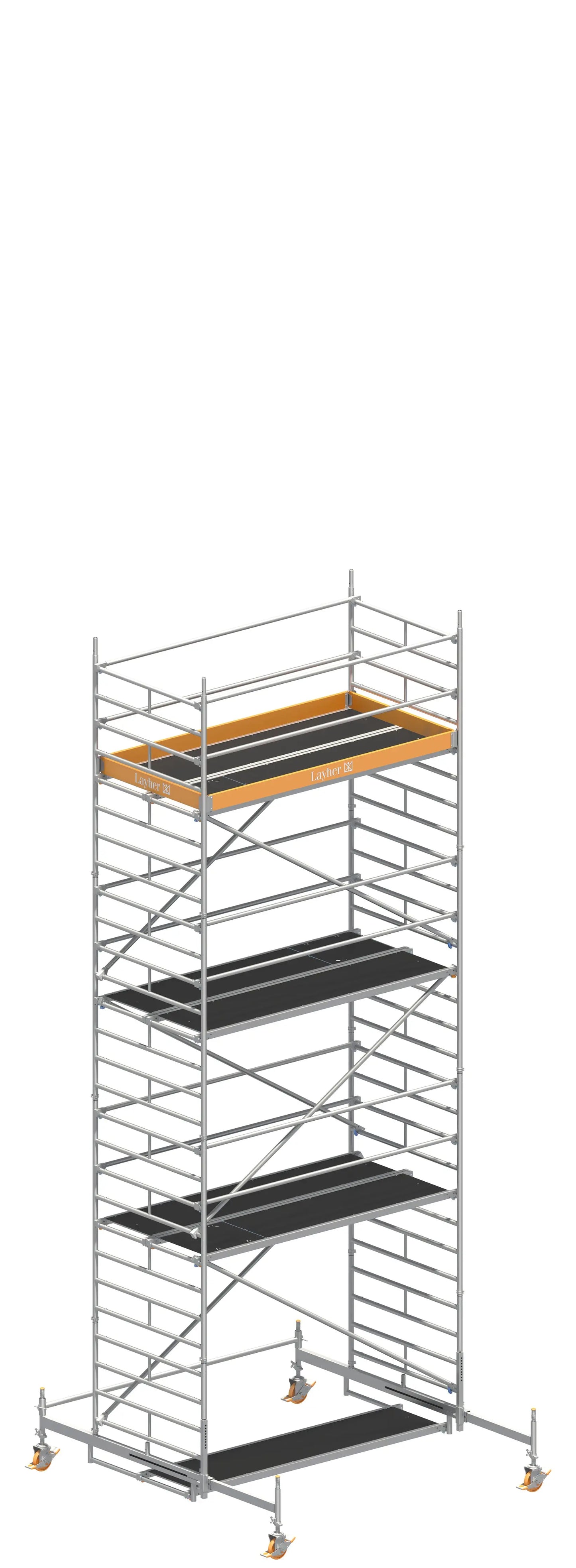 UNI BREIT P2 Gerüst – Arbeitshöhe 8,38 m mit Fahrbalken