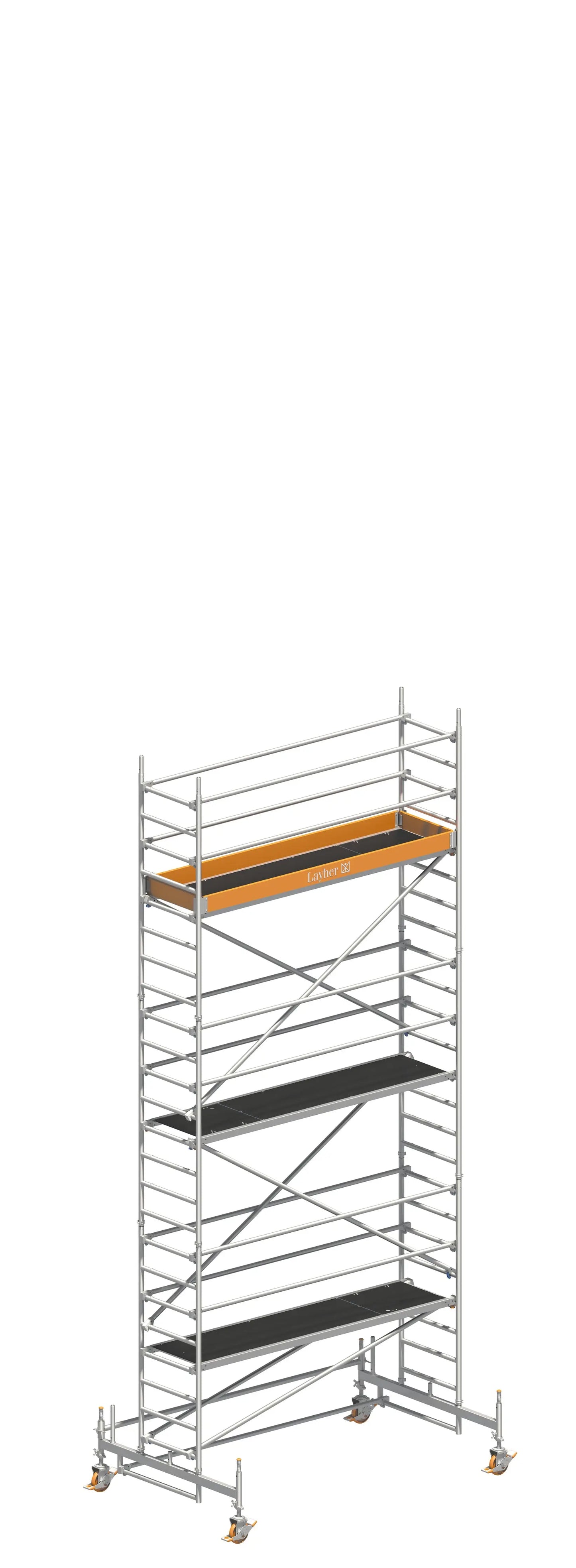 UNI Standard P2 7,35 m, UNI P2 Gerüst, Baugerüst 7,35 m, Arbeitshöhe 7,35 m, Aluminiumgerüst, Gerüst mit Fahrbalken, Profi-Arbeitsgerüst, Handwerkergerüst, Fahrgerüst, Montagegerüst