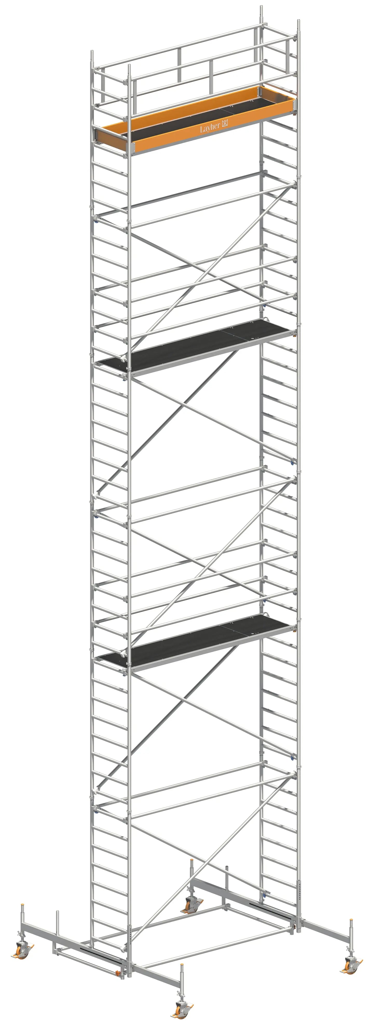 Layher UNI Standard Rollgerüst Arbeitshöhe 13,38 m mit Fahrbalken alte Norm Art. 1111