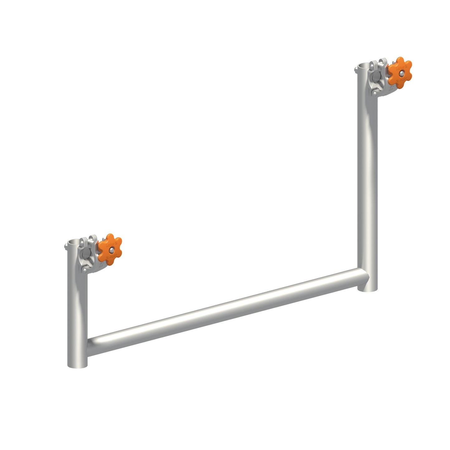 Layher Aufstiegsbügel 0,75 m aus Aluminium mit zwei orangefarbenen Flügelschrauben, symmetrische U-Form mit gleichlangen Schenkeln