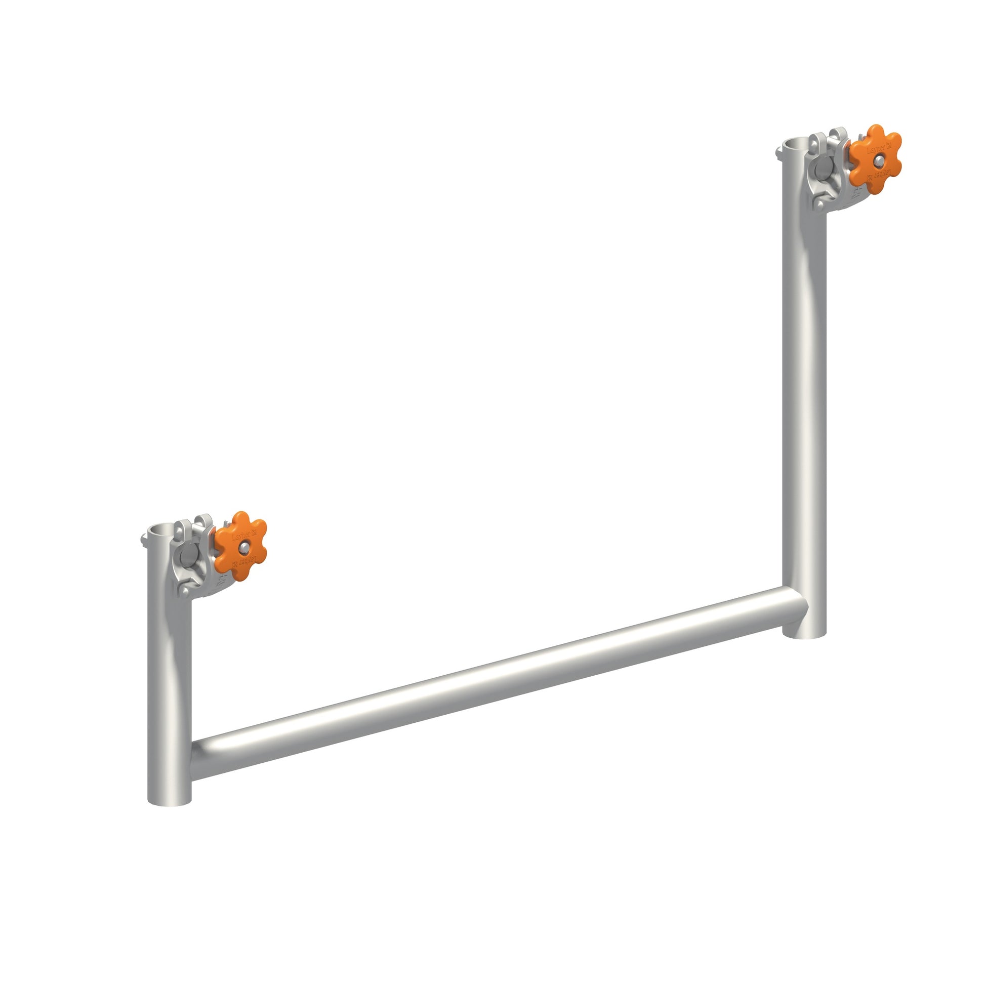 Layher Aufstiegsbügel 0,75 m aus Aluminium mit zwei orangefarbenen Flügelschrauben, symmetrische U-Form mit gleichlangen Schenkeln