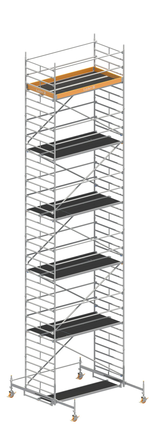 UNI BREIT P2 12,38 m, UNI BREIT P2 Gerüst, Baugerüst 12,38 m, Arbeitshöhe 12,38 m, Fahrbalken Gerüst, Stabiles Baugerüst, Mobil einsetzbares Gerüst, Profi Gerüstsystem, Montagegerüst, Handwerkergerüst